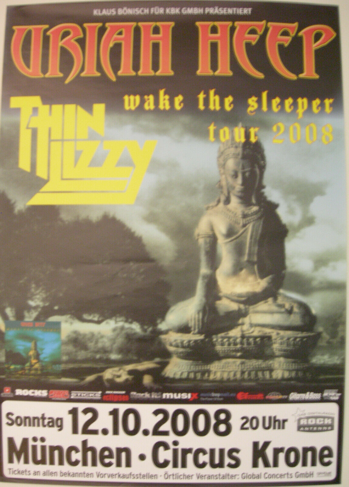 Uriah Heep Concert Tour Poster 2008 Wake The Sleeper Thin Lizzy