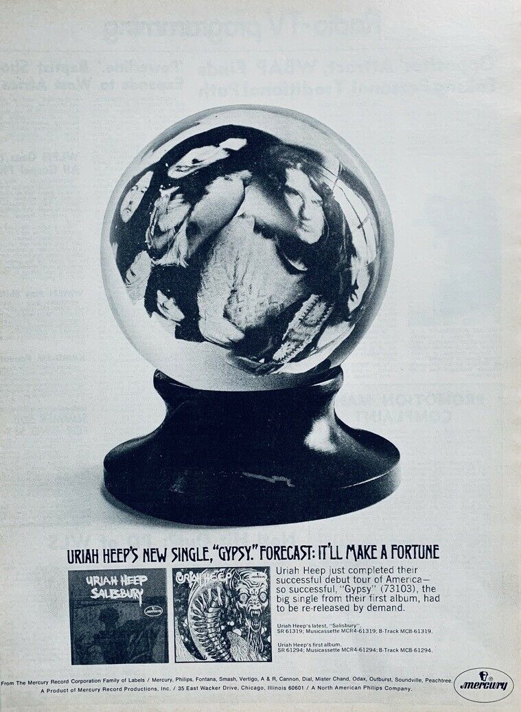 Uriah Heep 1971 Vintage Poster Advert Gyspsy Salisbury
