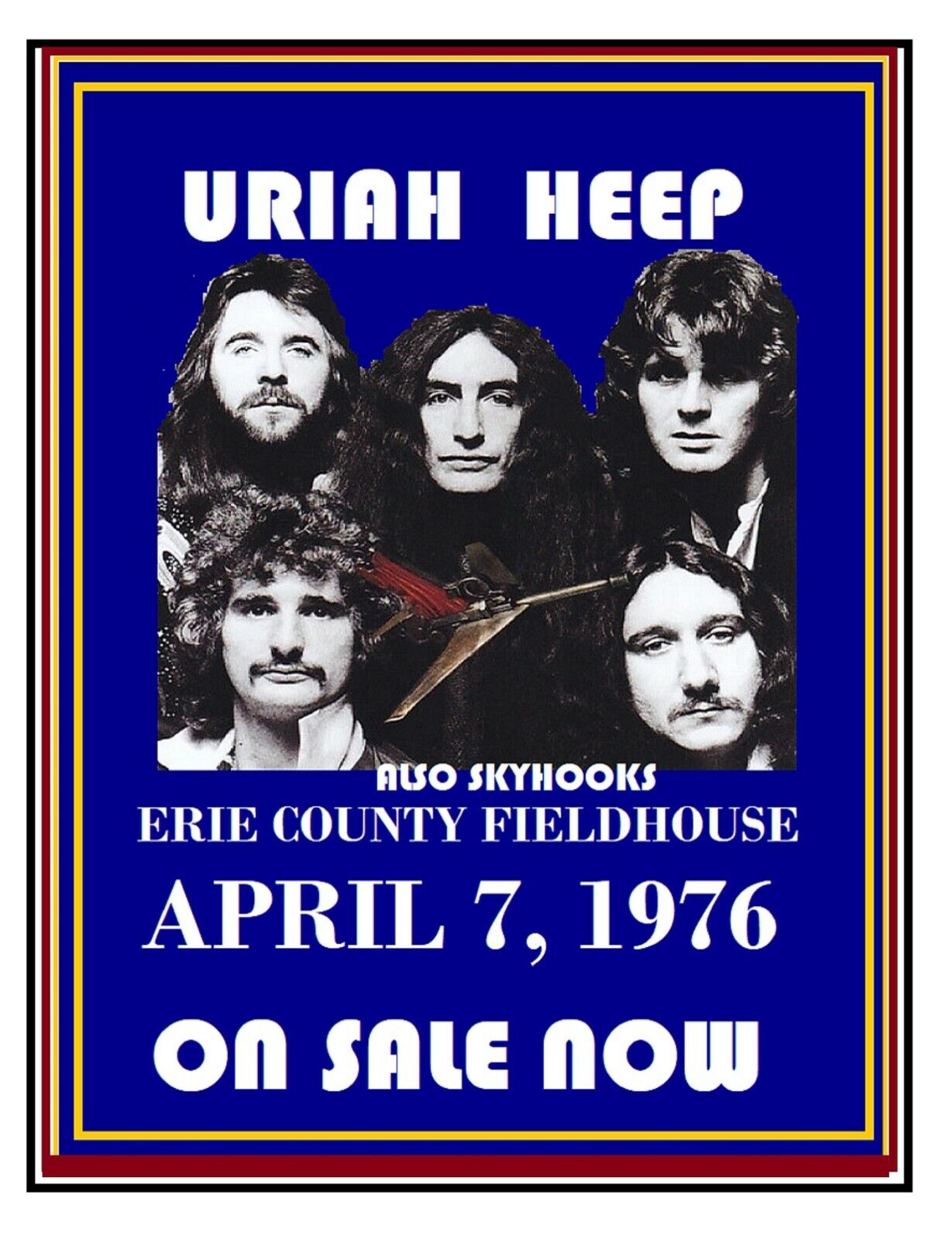 Uriah Heep /  Skyhooks Concert Poster Erie Pa 1976 / 11 By 17 Inch