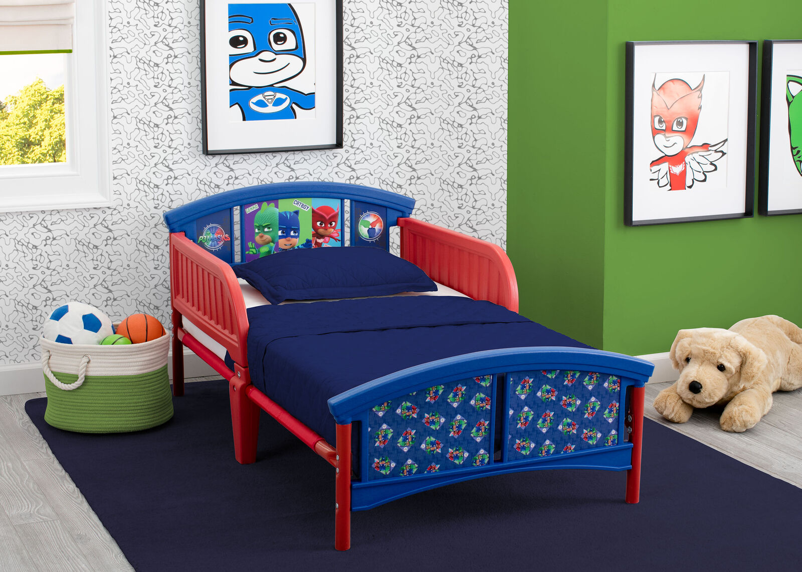 Pj Masks Toddler Bed Guard Rails Steel Frame Kids Bedroom Child Furniture Blue